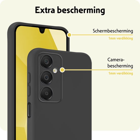 Coque noire pour Samsung Galaxy A16 avec un rebord de 1mm pour une protection accrue de l'écran et de la caméra.