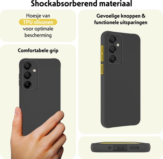 Coque en silicone TPU noire pour Samsung Galaxy A16. Prise en main confortable, boutons réactifs et découpes fonctionnelles.