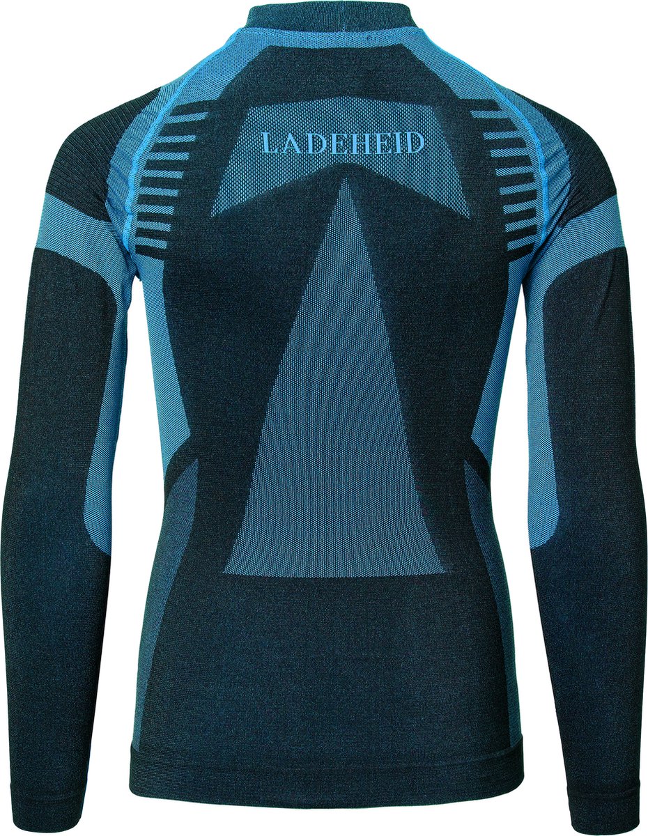 Ladeheid Kinderen Thermoshirt - Thermo ondergoed – Jongen - Meisje - Thermokleding - Longsleeve – LA-SS-Thermo-Shirt-Men - Zwart/Turquoise - 122-128