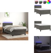 vidaXL Boxspring - Lit en velours gris foncé - 203x90x78/88cm - Tête de lit réglable - Lit