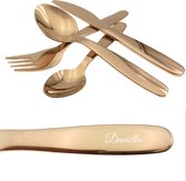 Couverts pour enfants avec gravure du nom - Daniella - Or rose