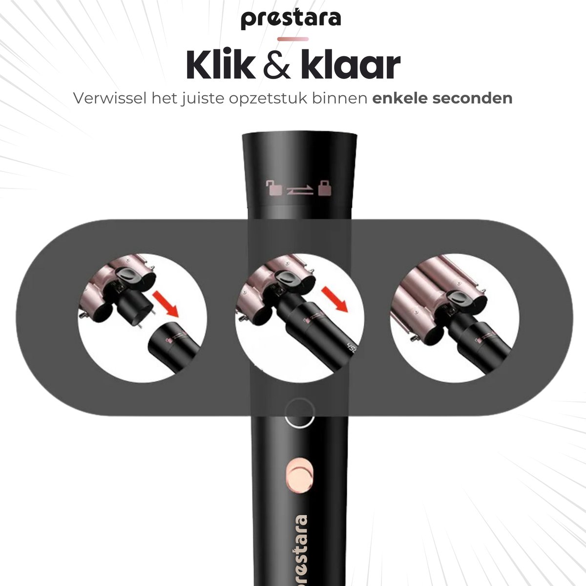 Prestara 5-in-1 krultang - 5 opzetstukken, tot 210°C thumbnail 6