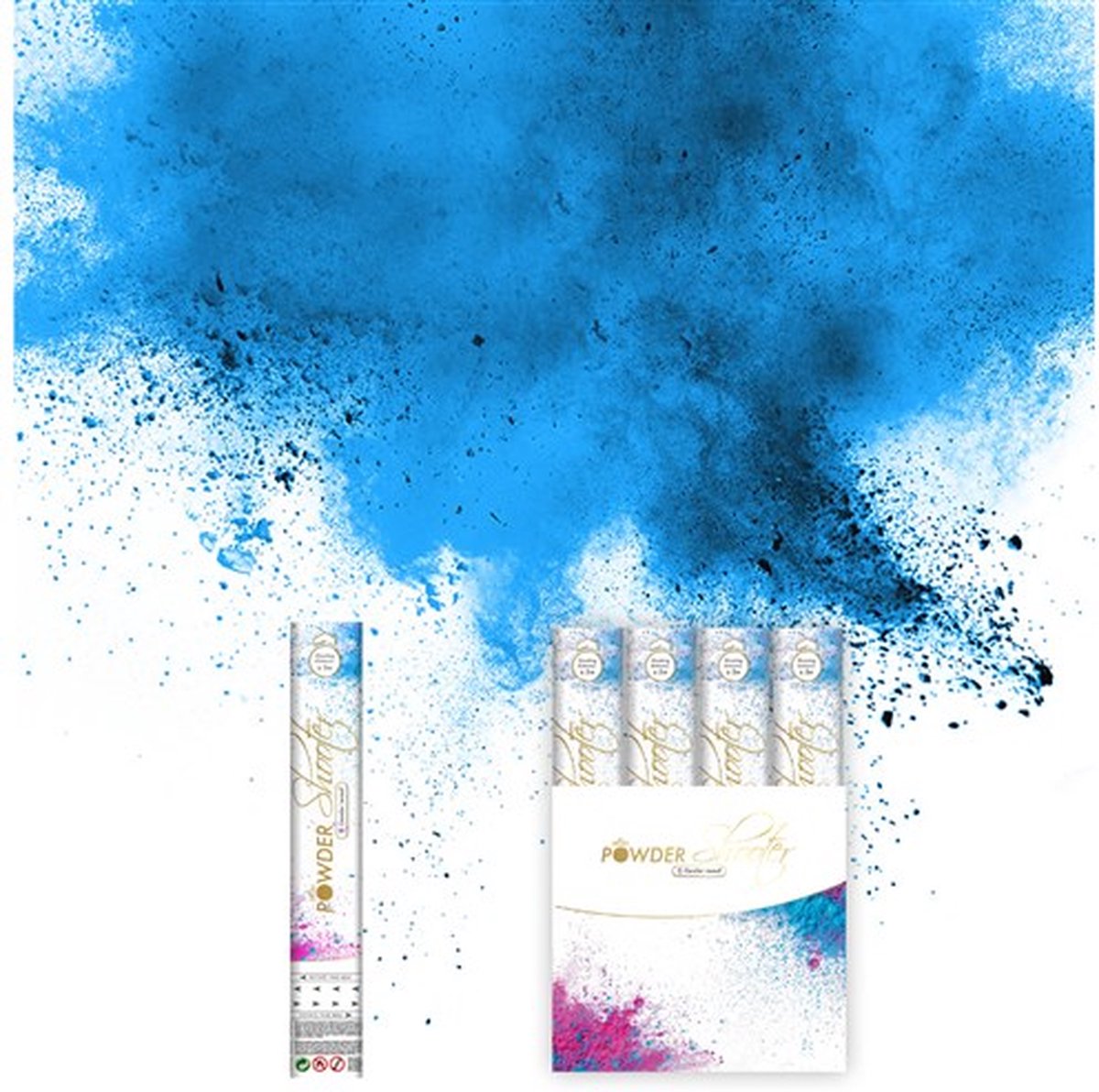 Holi powder shooter gender reveal blauw (30cm)