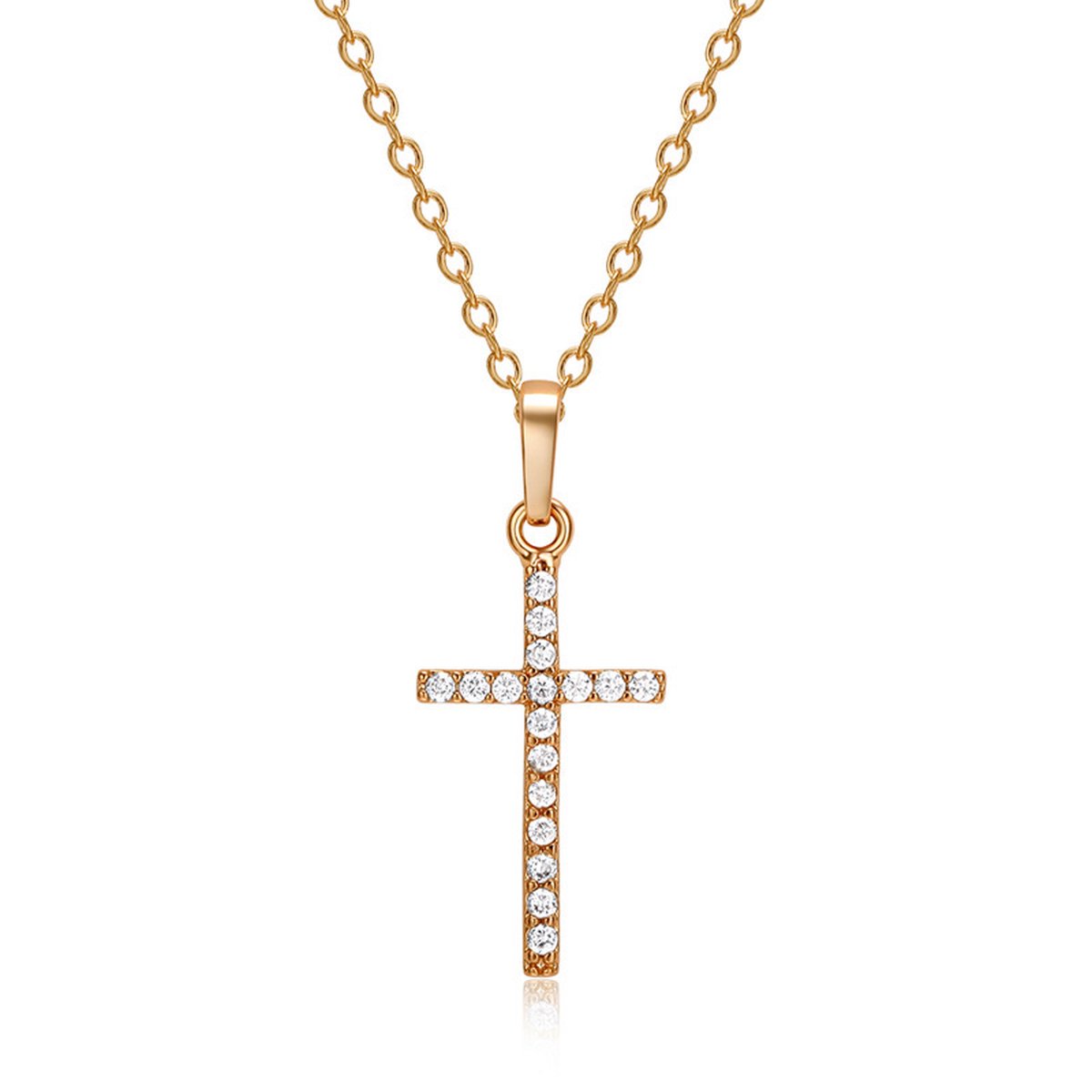 Cabantis Kruis Ketting|Ketting Dames|Ketting Heren|Cadeau Voor Vrouw|Cadeau Voor Man|Sieraden|Goudkleurig met diamantjes