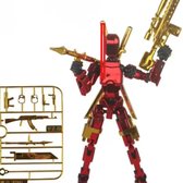Enluxe BUILD-A-TITAN - T13 Stick Action Figure Special Exterminator Metallic - Kleur Rood - Flexibele Beweegbare Pop, Verwisselbare Handen en Speelgoedwapens, Creëer je Eigen Gevechtsscene DIY