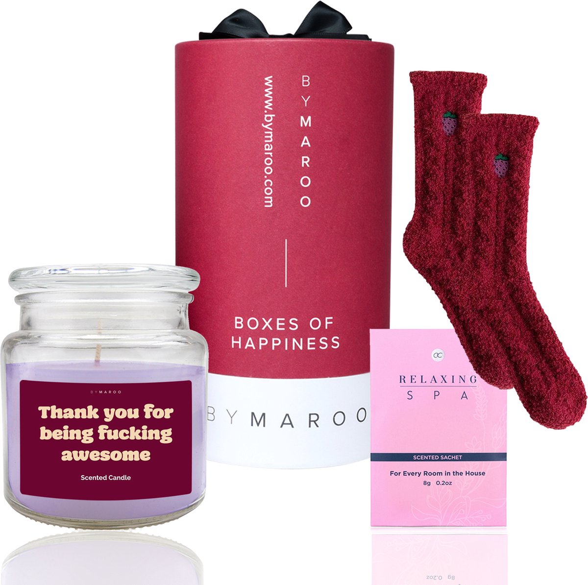 Goedkoopste By Maroo - You're Awesome Wellness Verwenpakket Vrouw - Geurkaars & Fruitsokken - Verjaardag Cadeau Vrouw, Vriendin, Mama, Moeder, Zus, Oma - Cadeauset - Kerst Geschenkset Dames