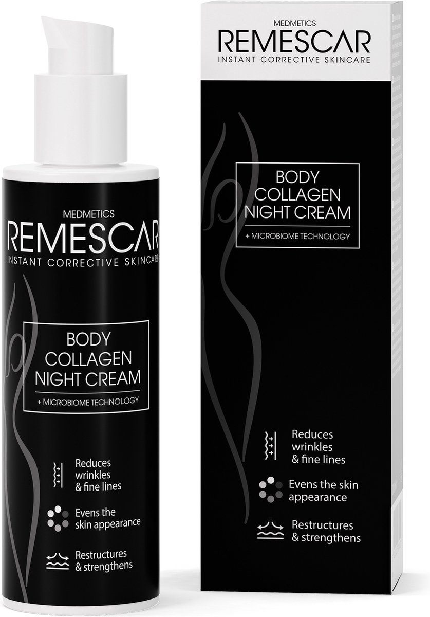 Goedkoopste Remescar Collageen Nachtcrème voor het lichaam - Bodylotion als nachtcreme voor vrouwen, Stimuleert collageenproductie, Krachtige anti-aging werking verrijkt met Pure Retinol, Klinisch bewezen en met Microbioom Technologie, 200 ml