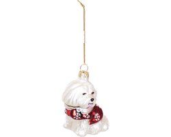 Pendentif de Noël Housevitamin - Chien - Glas - Wit - 7x4,5x7,5cm