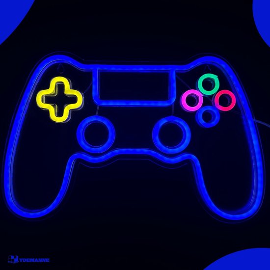 Neon Lamp - Game Controller Playstation Blauw - Dimbaar - Incl. Ophanghaakjes - Neon Sign - Neon Verlichting - Neon Led Lamp - Wandlamp - Mancave