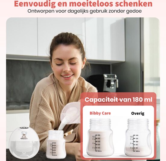 Bibbycare Elektrische Draadloze Borstkolf - Handsfree borstkolf - BPA-Vrij - Dubbele Borstkolf - Wit van Bibbycare — afbeelding 5