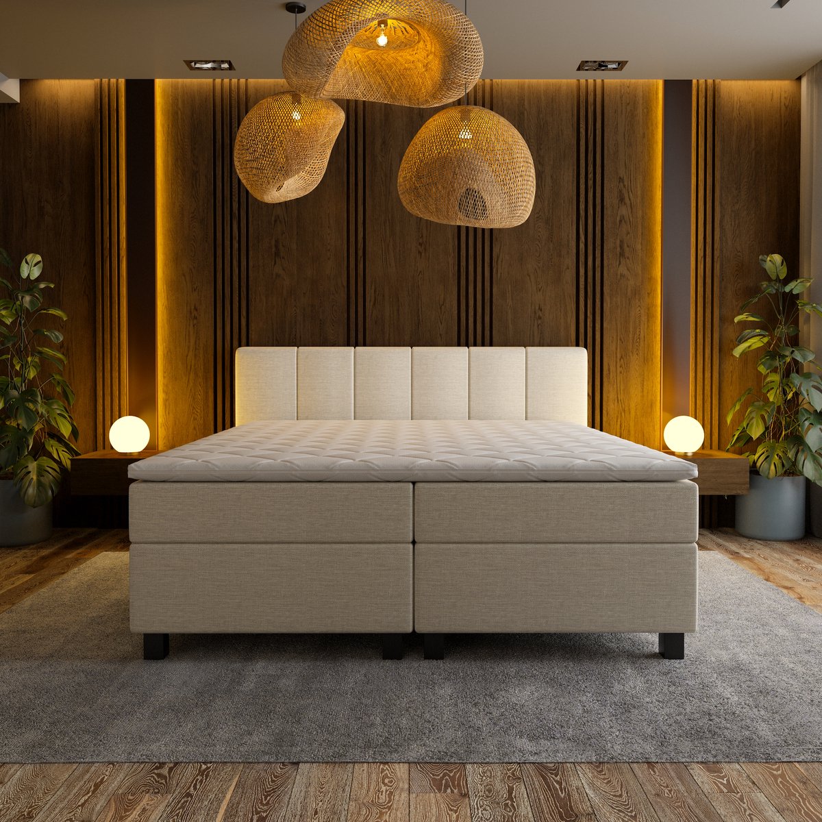 Mörgenn Boxspring Madrid Pocketvering Beige 180x200 cm - afbeelding 2