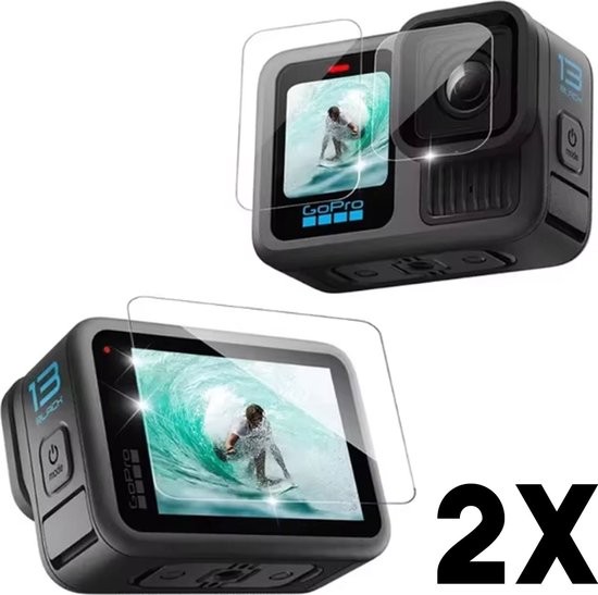Protecteurs d'écran adaptées pour GoPro Hero 13 Black - Protecteurs d'écran en Tempered Glass - 4x LCD & 2x Objectif - 2-Pack - Protection adaptée pour GoPro Hero 13 Black LCD & Lens - Glas Trempé 9H - Set Complet 2 Pièces - TechDefend