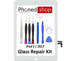 Phoned® Scherm Reparatiekit geschikt voor Apple iPad 5 / 2017 / A1822 / A1823 Hoge Kwaliteit Digitizer Scherm Display Glas Touchscreen | Inclusief Tools | 9,7 inch | Wit | Inclusief Handleiding | Phoned