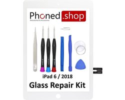 Phoned® Scherm Reparatiekit geschikt voor Apple iPad 6 / 2018 / A1893 / A1954 Hoge Kwaliteit Digitizer Scherm Display Glas Touchscreen | Inclusief Tools | 9,7 inch | Wit | Inclusief Handleiding | Phoned