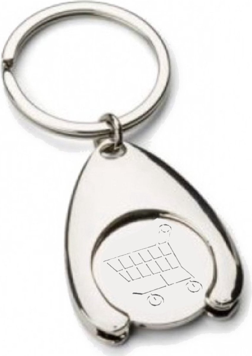 Sleutelhanger met Winkelwagenmunt - Zilver