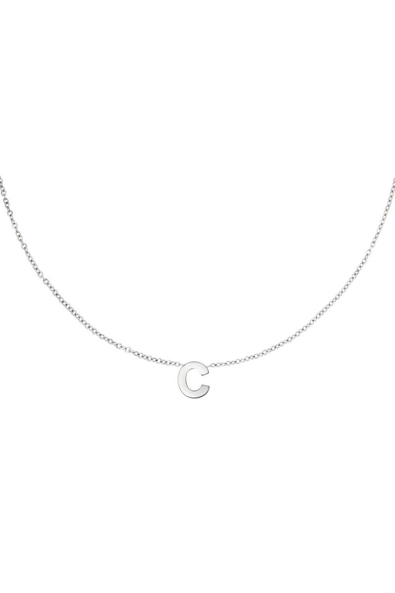 Edelstalen ketting initiaal C Zilver Stainless Steel