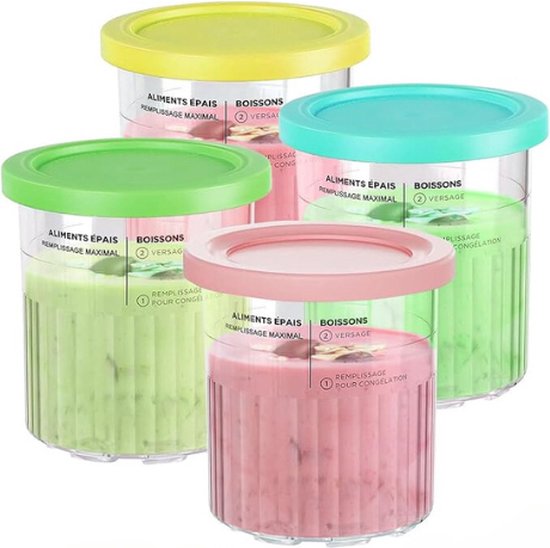Foto: Bekers geschikt voor ninja creami deluxe ijsmachine extra bekers bakjes deksels 4 stuks containers compatibel met nc501eu nc500eu serie bpa vrij vaatwasmachinebestendig diverse kleuren