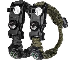 oCreon 8-in-1 Paracord Survivalarmbandset met Aansteker - Kompas - Fluitje - Multitool en LED-Licht