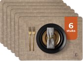 Napperons aspect cuir Castagnola - Set de table antidérapant en similicuir - Sous-couche hydrofuge - Dessous de verre - Napperons en plastique - 6 pièces - 45 x 30 cm - Marron chiné