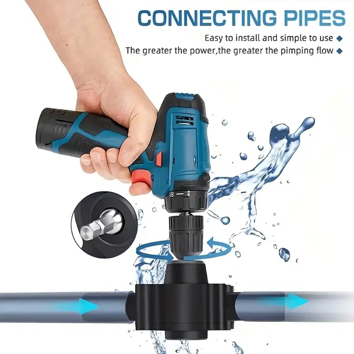 Draagbare Elektrische Boorpomp Zelfaanzuigende Vloeistofoverdrachtspompen Kleine Huishoudelijke Waterpomp Tuin Buitengereedschap - Zwart thumbnail 7