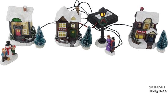 zeitzone Kerstdorp met verlichting, 9-delig