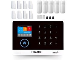 Hozard® Alarmsysteem | Met Sirene | Smart Home Beveiligingssysteem | | Wifi Alarm & 4G| LCD Scherm | Incl RFID Tags | Deur/Raam Sensoren | Beweging Sensoren