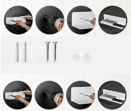 Nestly - Rolhouder voor Papierhanddoeken - Servethouder Badkamer Organizer - Dubbel Schap Toiletpapierhouder - 2mm RVS Staal - Wit