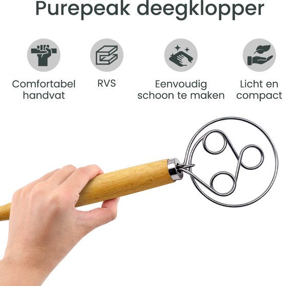 OSDUE Deense garde, Deense deeggarde van roestvrij staal, deegklopper