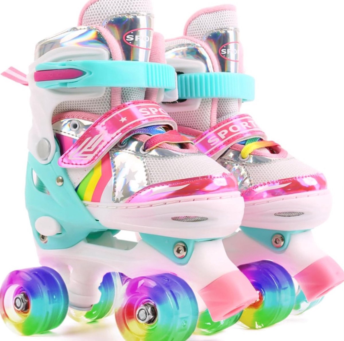 Rolschaatsen voor Kinderen Verstelbare Quad Roller Skates met 8 PU Light Up Wielen Knipperende Kinderskates voor Jongens en Meisjes Instelbare