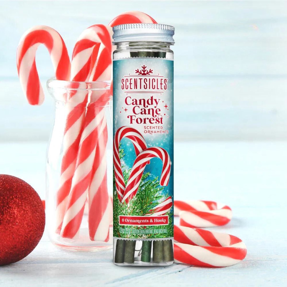 Kerstboom geurstokjes "Candy Cane Forest" ( set 6 met S-haakjes) - Scentsicles