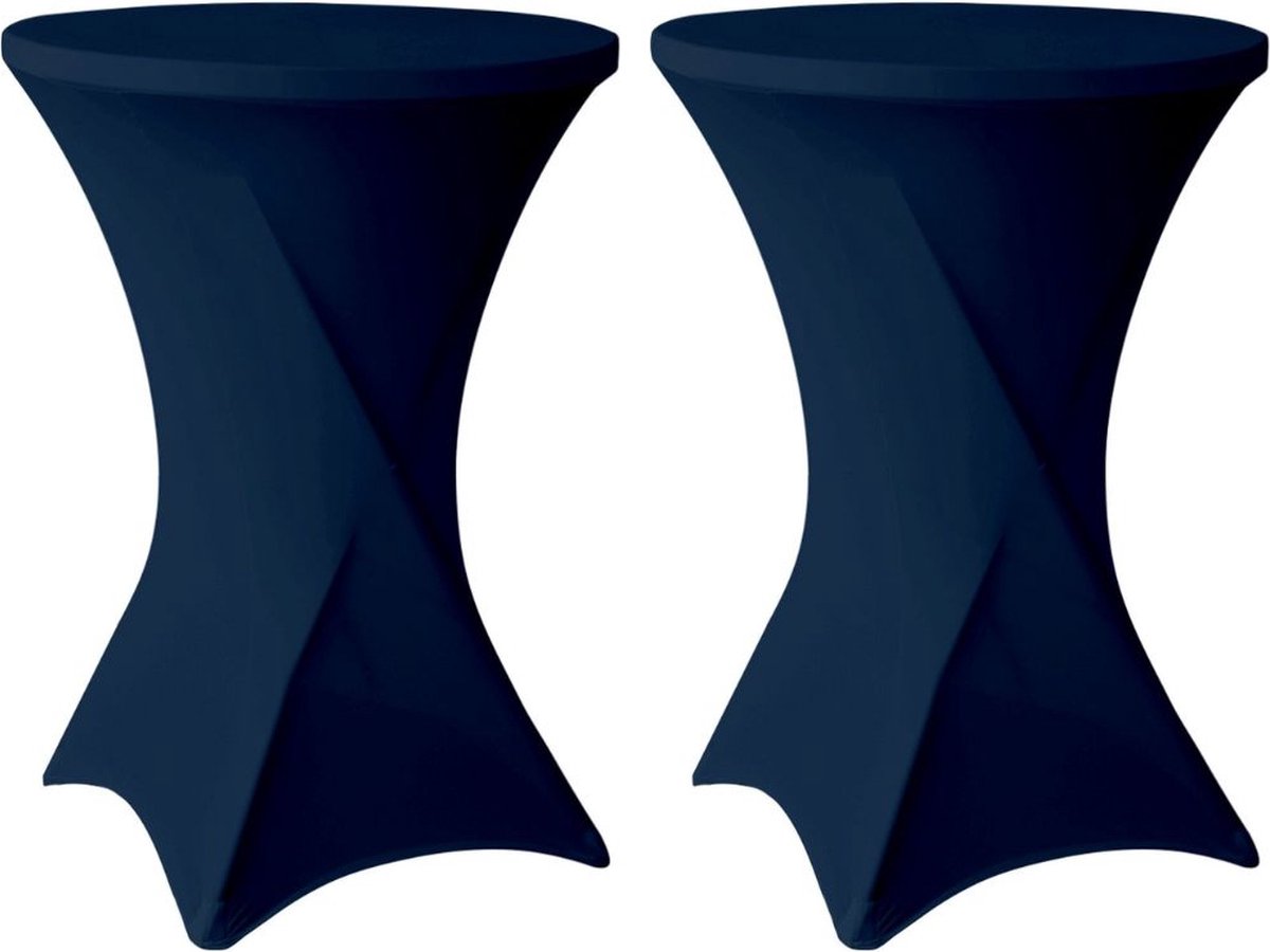 Statafelrok Donkerblauw/Navy Blue 80cm - Statafelhoes - Tafelrok - Set van 2 - Statafel rok - ∅80-85x110cm - Tafelrokkenshop.nl