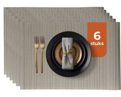 Castagnola Placemats - Placemat van Kunststof - Onderlegger - Onderzetter - Placemats Plastic en PVC - 6 Stuks - 45 x 30 cm - Bruin
