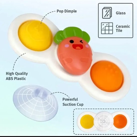 Zuignap Spinner Speelgoed 3 Stuks Babybadspeelgoed Spinner Speelgoed met Zuignap Bee Vlinder Lieveheersbeestje Patroon Verjaardagscadeautjes voor Jongens en Meisjes Douche Speelgoed Baby (A) van Uuffer — afbeelding 3