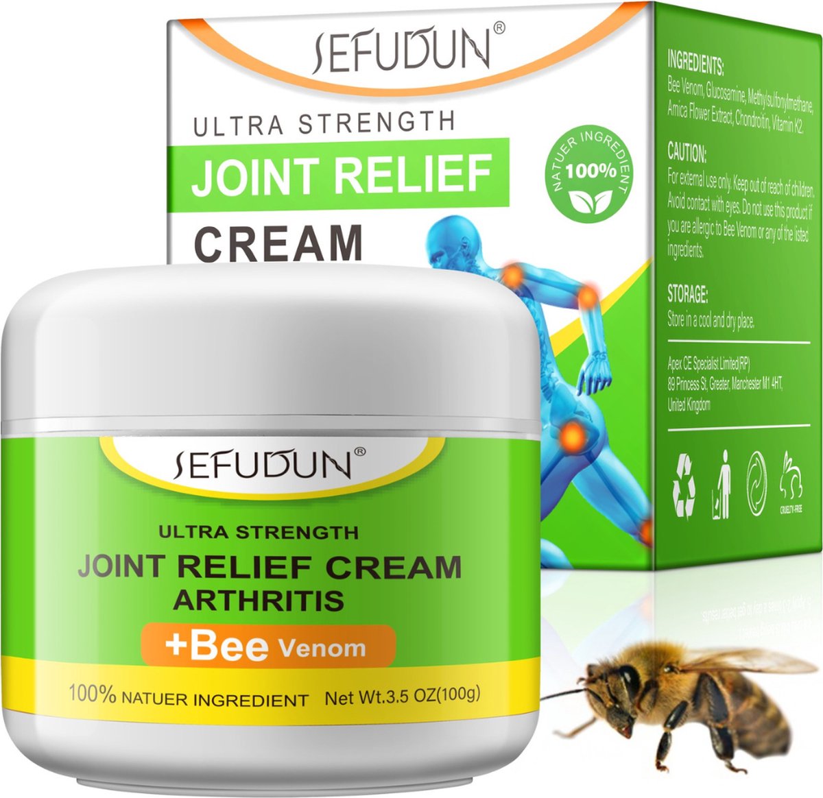 Sefudun® (100 Gram) Bijengif Zalf voor Gewrichten en Spieren - Bee Venom Creme op Prijzenvolger.com