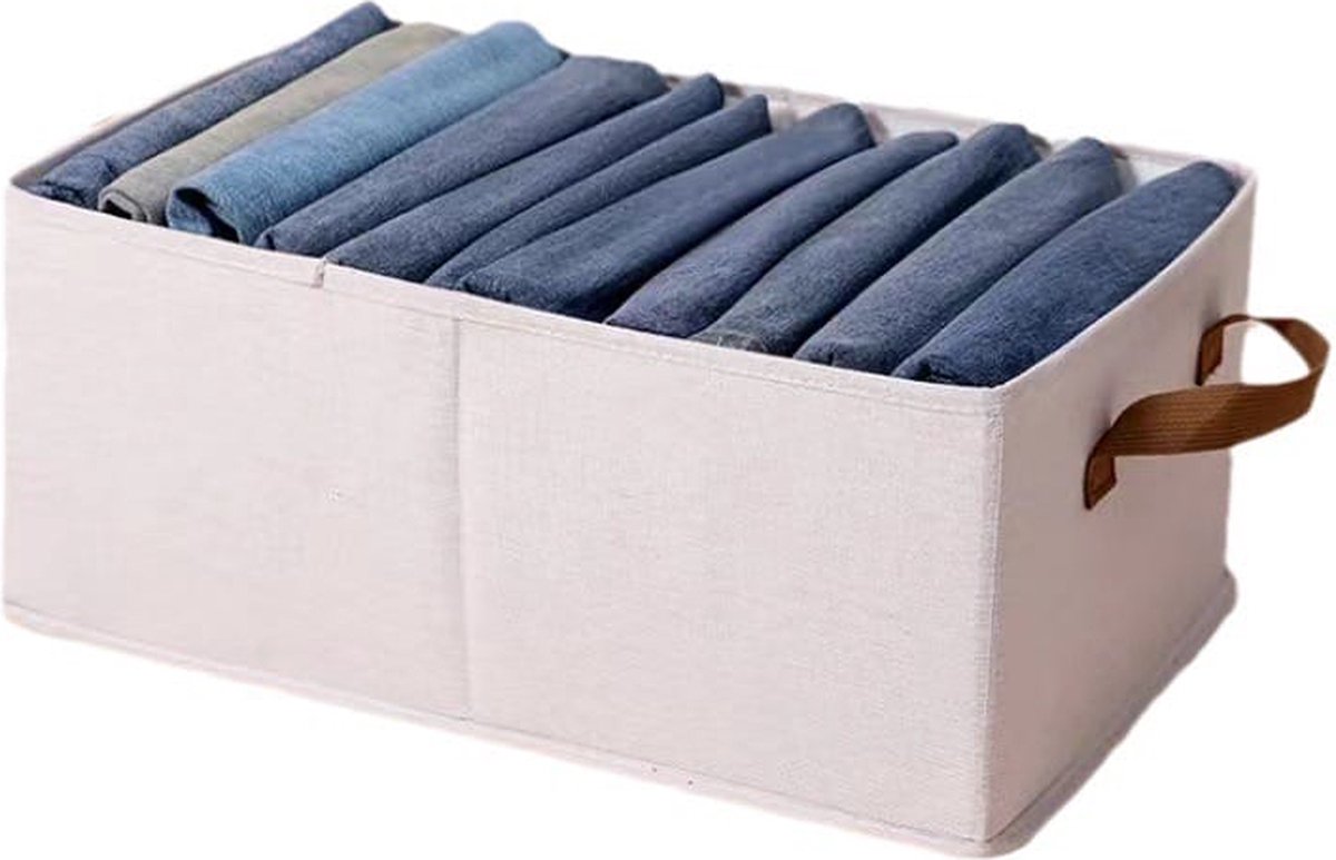 CasaVerse - Kastorganizer - Kast Organizer Kleding -Set Van 3 - Lade organizer set - Opbergmanden - Stof - Opvouwbaar - Stevig Katoenen Kledingkastopslagdeken Kledingopbergdoos voor jeans,T-shirts - CremeWit