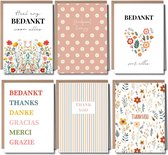 Set de Cartes de vœux - Cartes de remerciement - Cartes de remerciement - Cartes de vœux de vœux avec enveloppe - Set de cartes - Cartes de vœux - Cartes à envoyer - Cartes Blanco - Cartes de vœux Blanco - 6 pièces cartes A6 pliées