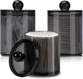 Lot de 3 porte-coton-tiges - noir - PS - 11 x 7 x 7 cm