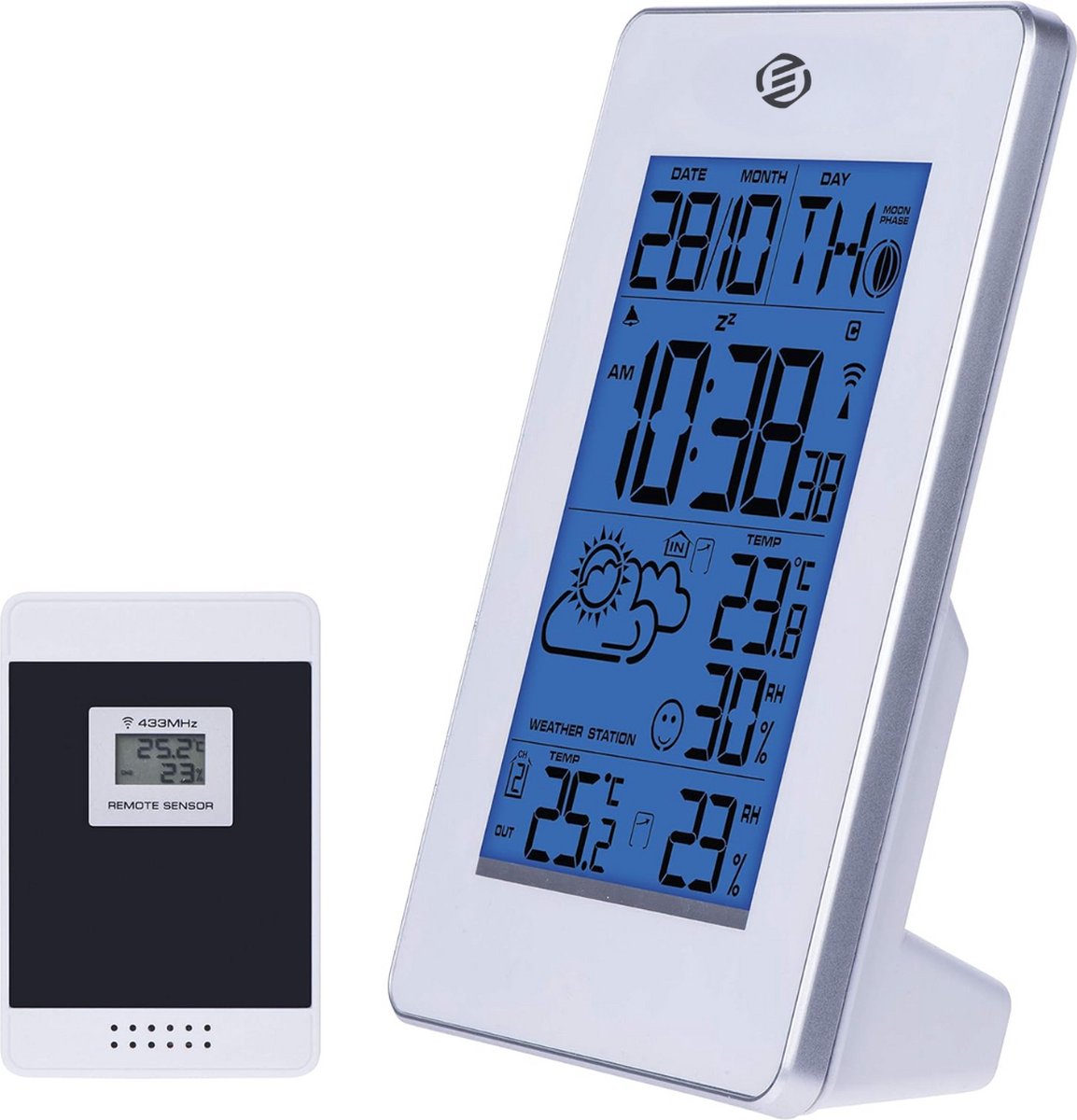 Equivera Weerstation Binnen en Buiten - Weerstation - Draadloos - Thermometer, Barometer, Hygrometer - Buitensensor - Temperatuur - Weersvoorspelling