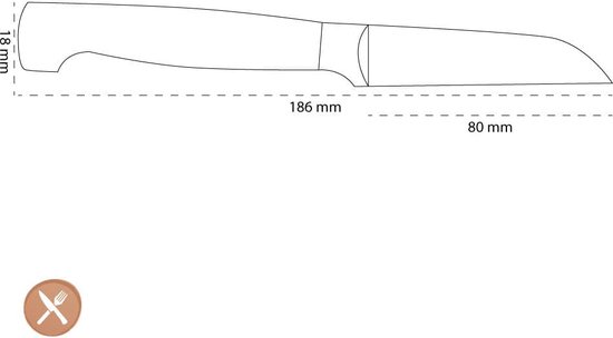 Lining met afmetingen 186mm, 80mm en 18mm.