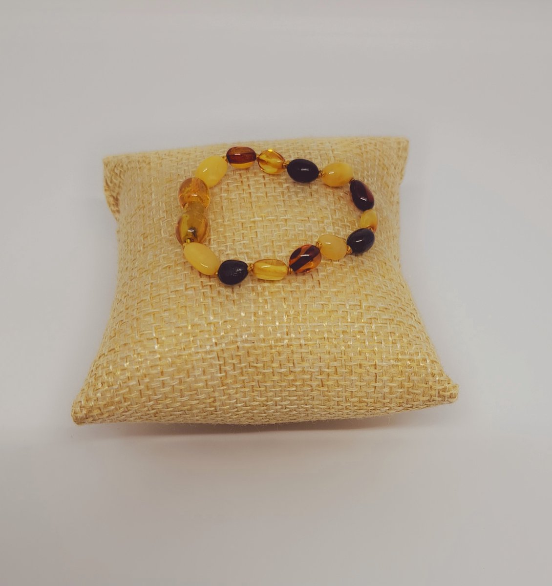 Goedkoopste Vinnies-Barnsteen Armband - Baby - Geknoopte Kralen - Popsluiting