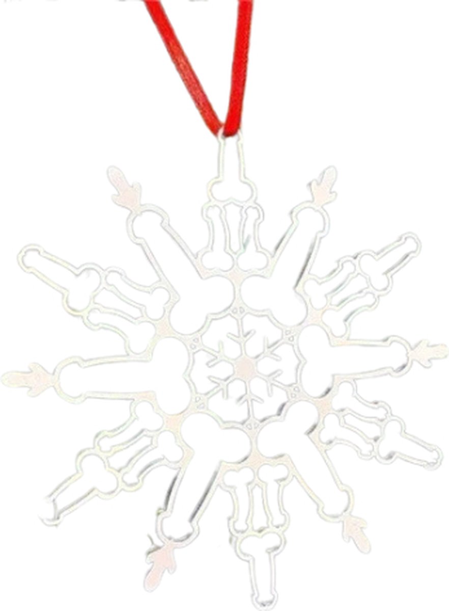 FA-VE Kersthanger - Penis Kersthanger - Piemel Kerstbal - Kerstbal - Kersthanger - Sneeuwvlok - Zilverkleurig