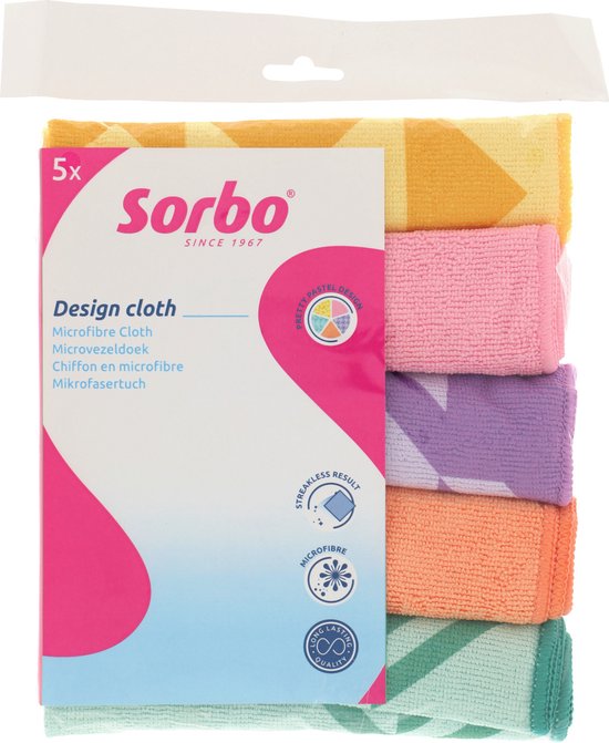 Foto: Sorbo microvezeldoek pastel prints schoonmaakdoek 5 stuks