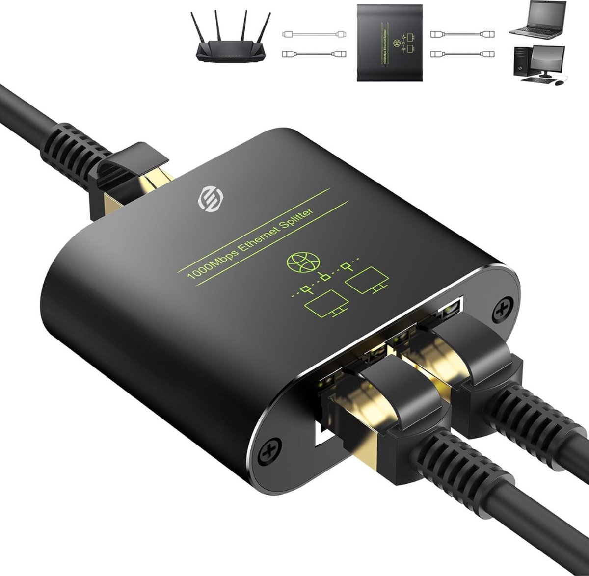 Image of Equivera Internet Splitter - Netwerk Switch - Netwerk Splitter - Internet Switch - Internet Verdeler - Internetsplitter