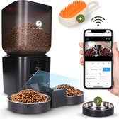 Prime AnimalZ Mangeoires Chat et Chien - Distributeur de nourriture avec Caméra - Double Mangeoire avec Caméra Full HD 1080P - Audio Bidirectionnel - 7 Litres - Zwart