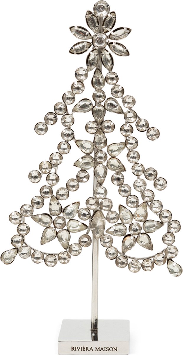 Riviera Maison Kerstdecoratie Zilver - Festive Crystal Glitter Kerstboom - IJzer/Glas (LxBxH) 12x5x22