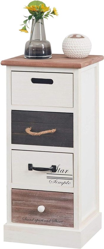 CARO-Möbel Ladekast MARA staand rek opbergrek in shabby chic vintage look met 5 laden