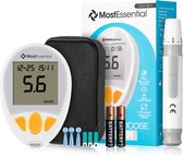 MostEssential Premium Glucosemeter Startpakket - Bloedsuikermeter - Bloedglucosemeter - Diabetes Meter - Alles in één set - Inclusief Opbergtas, Prikpen, 10 Teststrips & 10 Lancetten