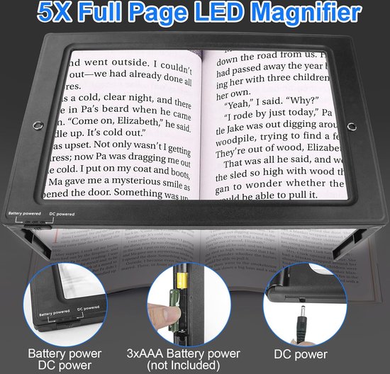 Loupe avec Siècle des Lumières LED - Loupe 5x pour la lecture et les loisirs - Portable et pliable