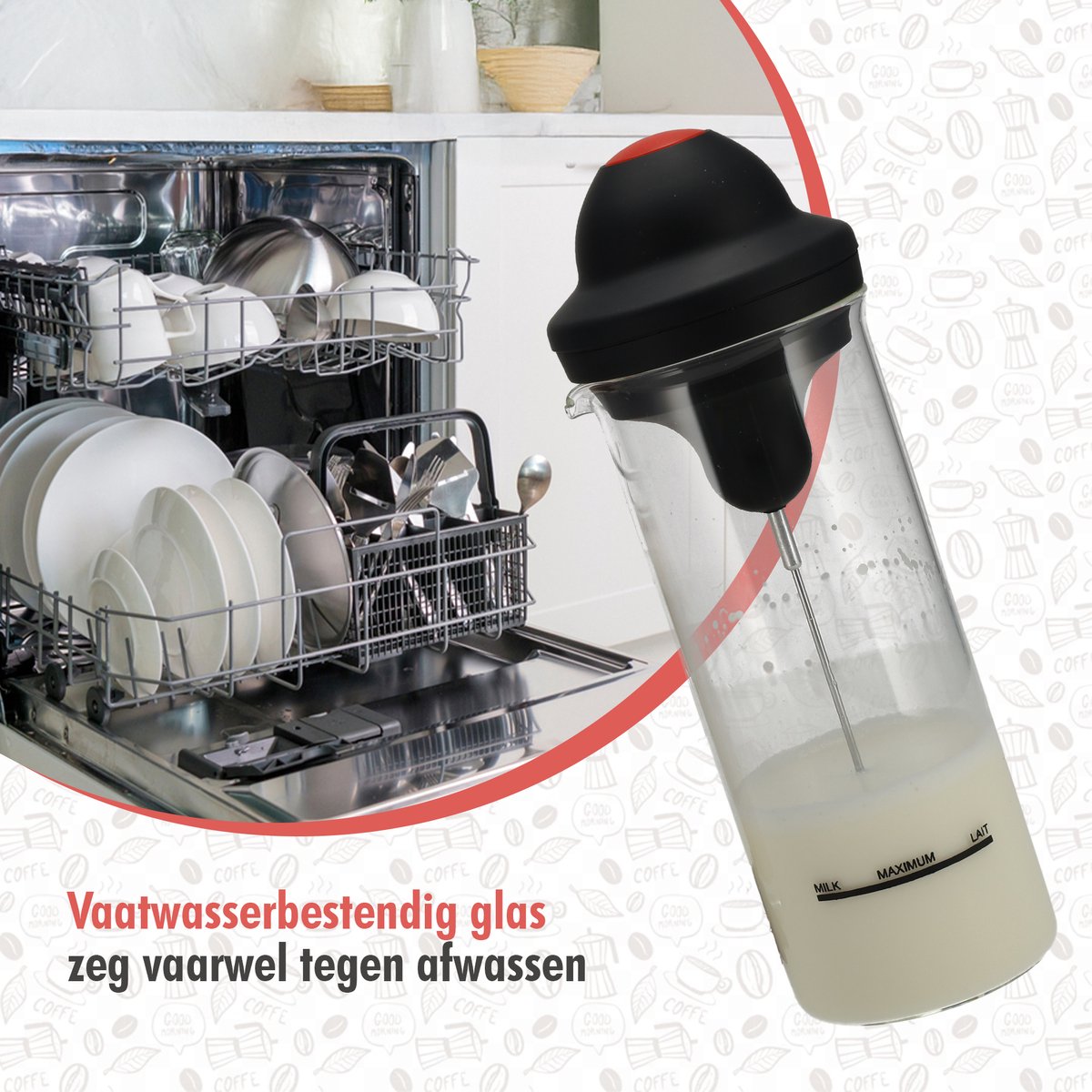 Elektrische Melkopschuimer RVS – Draadloos en BPA-vrij – Voor Warme en Koude Melk – Latte en Cappuccino Schuimer – Met Anti-Aankoek Glaskan — cadeau in Kookcadeaus - foto 2