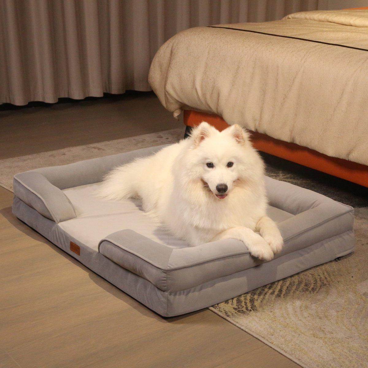 JAXY - Orthopedisch Hondenbed - Hondenmand - Hondensofa - Anti-Slip en Wasbaar - 107 x 81 x 16,5 - XL - Grijs thumbnail 5